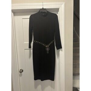 WOMAN VINTAGE Dawn Joy Fitted Stretchy Long Dress With Gold Accents Size Medium